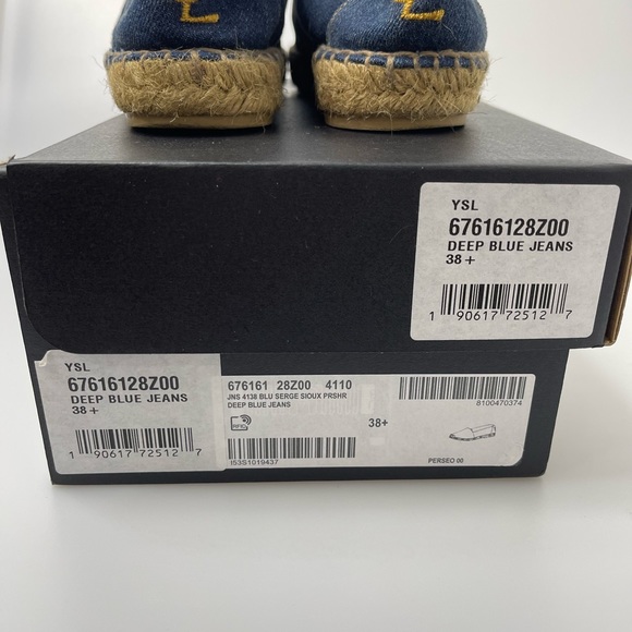 Saint Laurent Denim Espadrilles Womens EU 38.5/US 8.5 $525. Lightly Used. - Picture 7 of 8